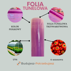 Folia ogrodnicza tunelowa z wgrzanym sznurkiem UV6 wymiar 8m x 6,30mb
