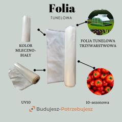 FOLIA TUNELOWA UV10 DZIESIĘCIO SEZONOWA - BIAŁA szerokośc 6m - na metry